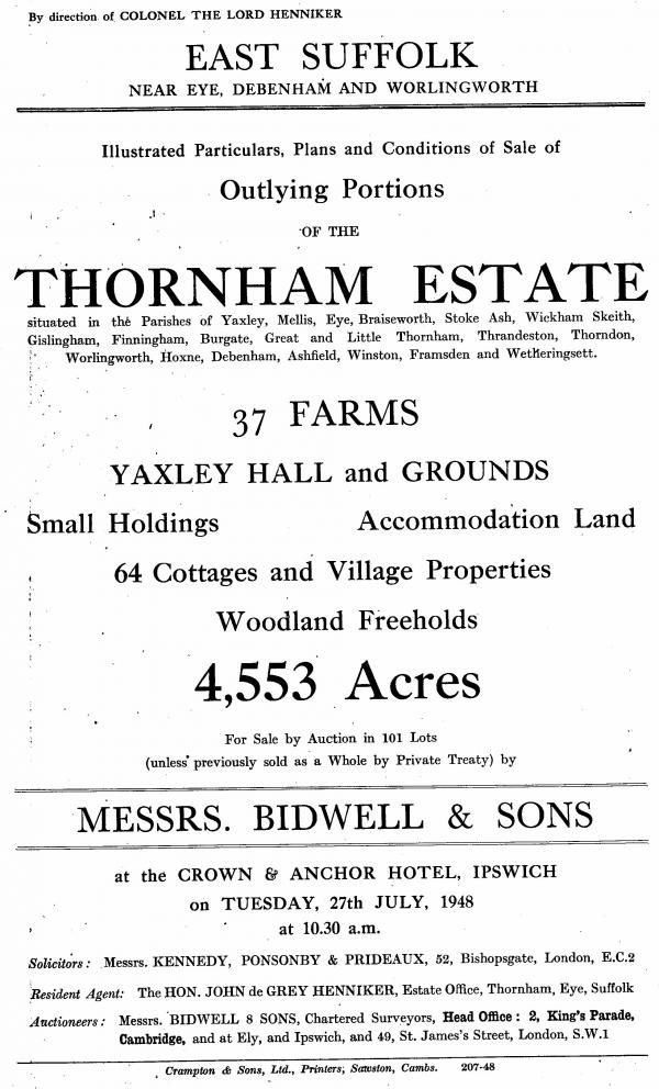 Thornham Estate sale poster